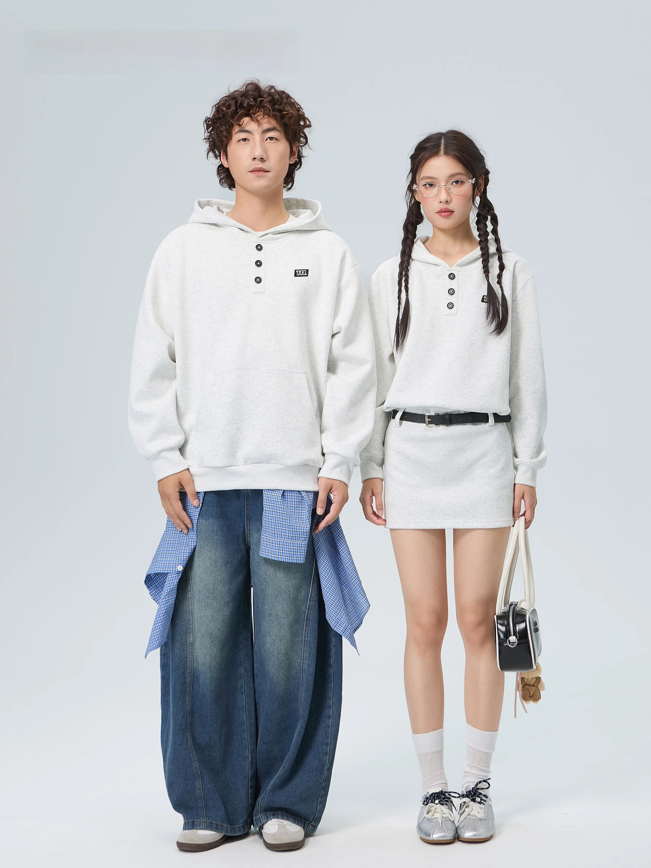 Couple's Matching Hooded Dress Jacket Zhang Guiyuan Women's Loose Fit Cotton Polyester Blend Long Sleeve Autumn New Arrival