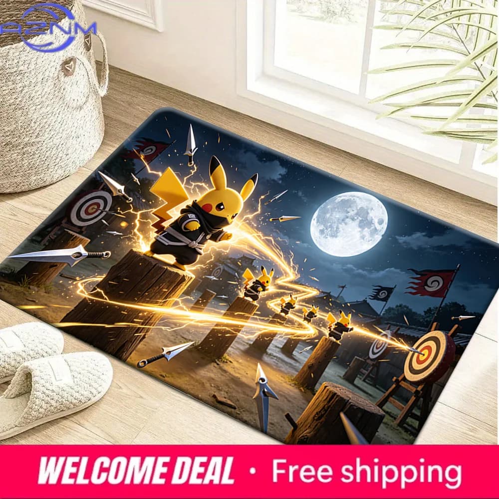 Pokemon Ninja Pikachu Lightning Training Print Non-Slip Floor Mat Doormat