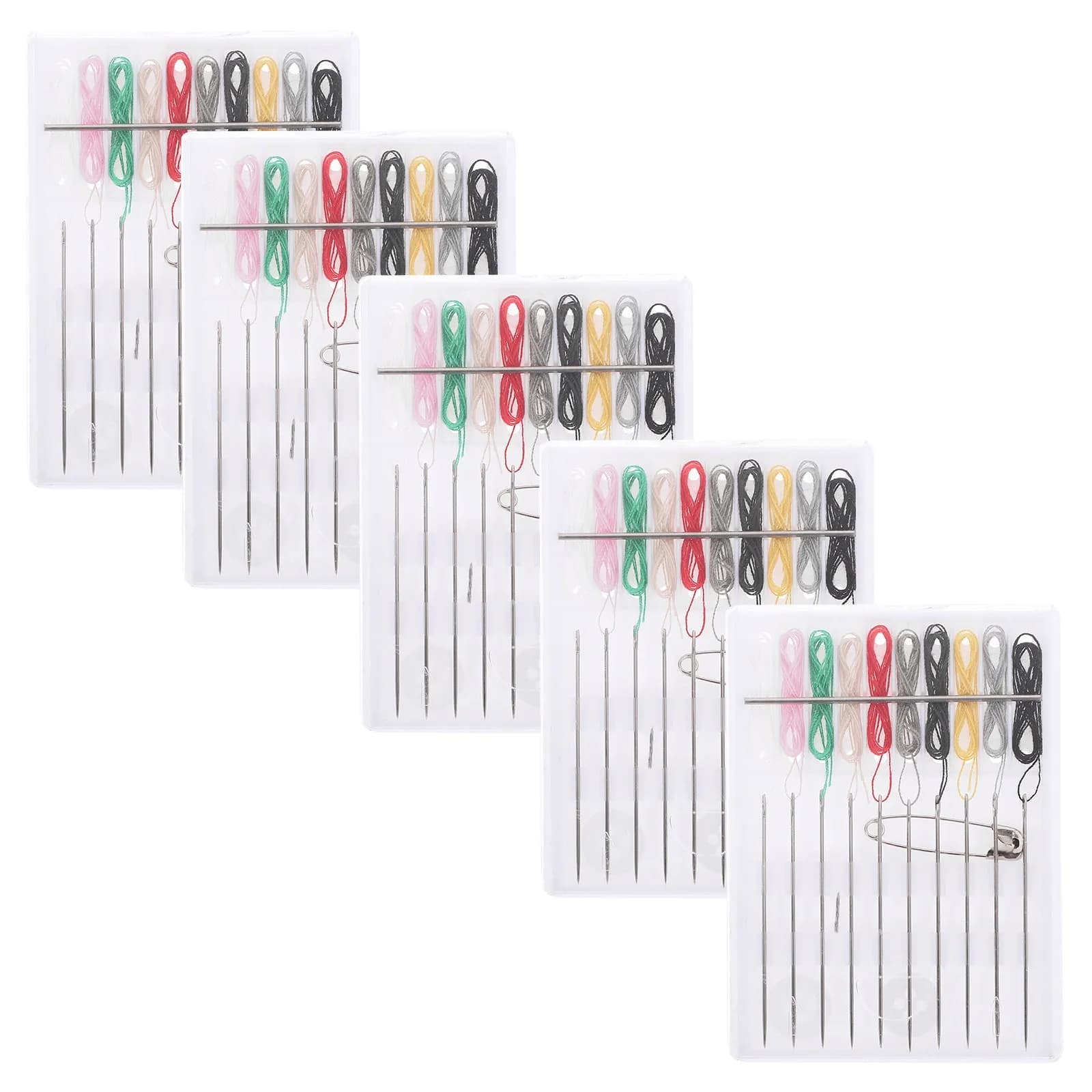 Set da 5 Kit da Cucito Portatili con Aghi e Fili, Mini Custodia da Viaggio, Strumenti Multifunzionali per Ricamo e Punto Croce