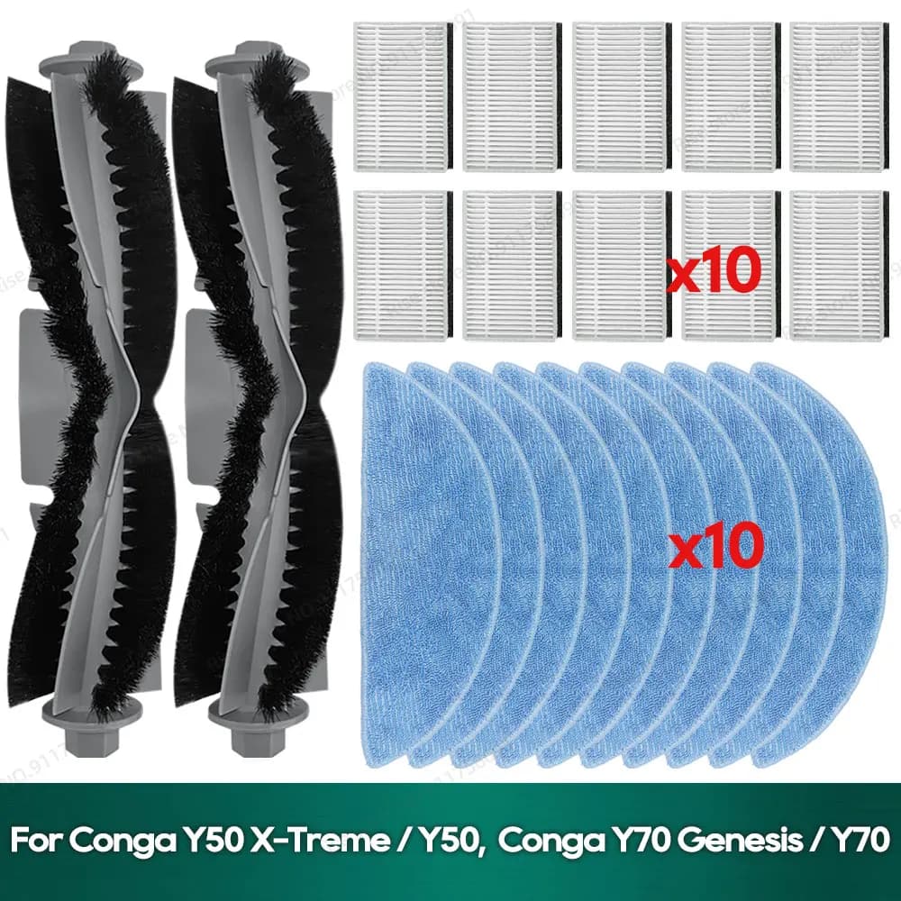 Accessori compatibili per Conga Y50 X-Treme / Y50, Conga Y70 Genesis / Y70: Spazzola principale, filtro, panno per la pulizia, parti di ricambio.
