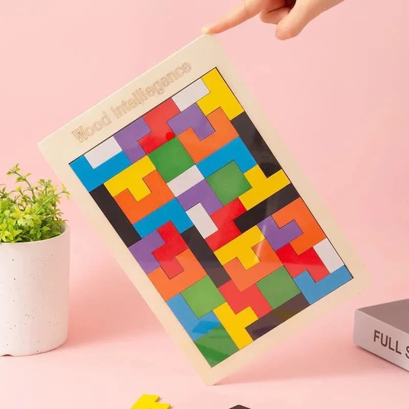 Gowinbaby Blocchi 3D in Legno Montessori, Puzzle Tangram Russo, Gioco Educativo per Bambini