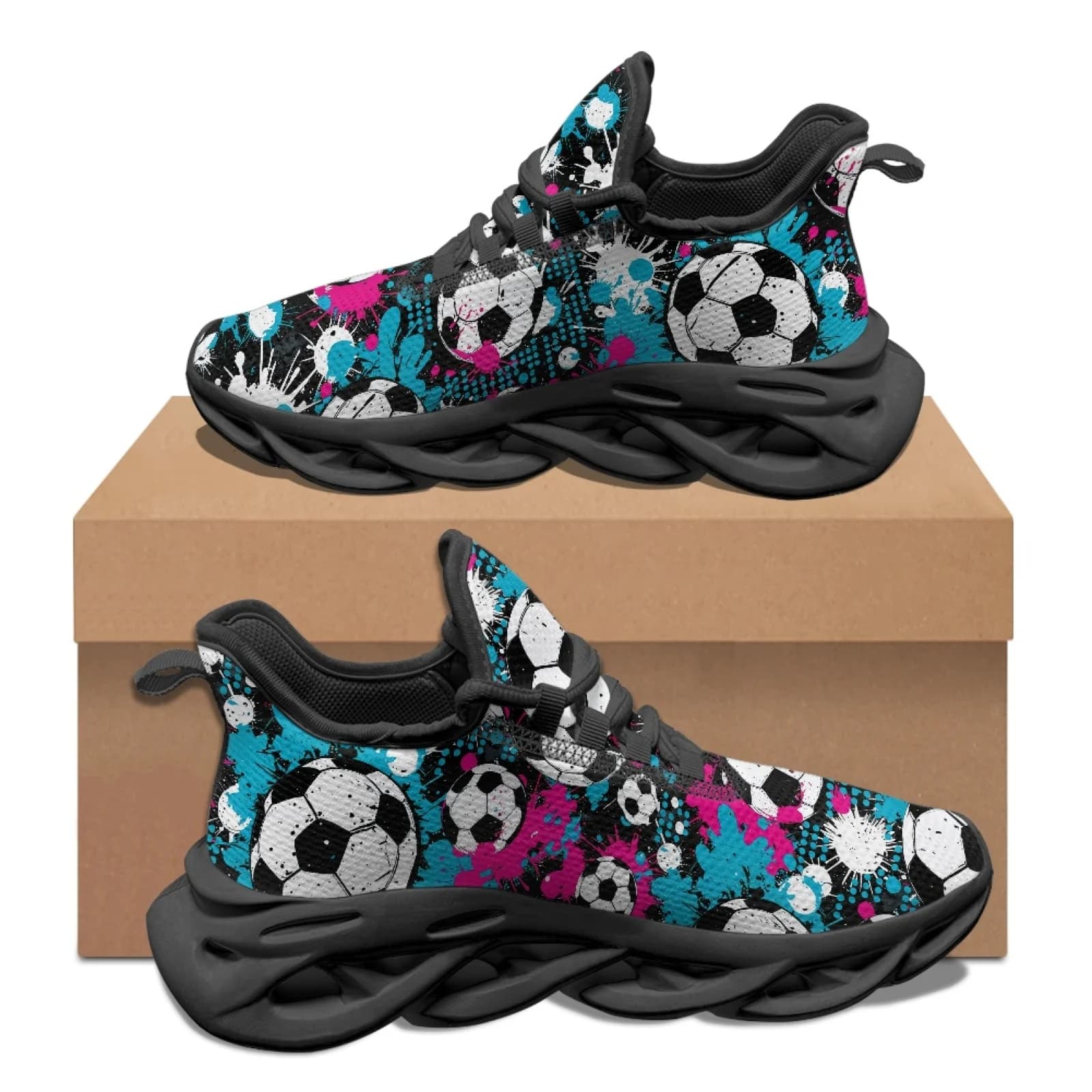 PENSTROLL Football Pattern Athletic Shoes Men's Running Shoes for Mens Non Slip Blade Sneakers
