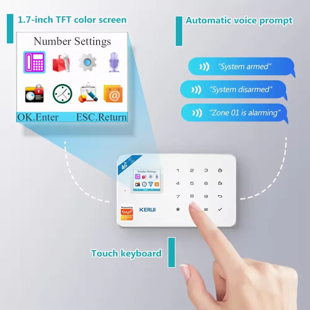 KERUI W184 Tuya Sistema di Allarme Intelligente 4G Wireless WIFI Allarme di Sicurezza Sensore di Movimento Rivelatore Antifurto Alexa e Google Sicurezza Domestica