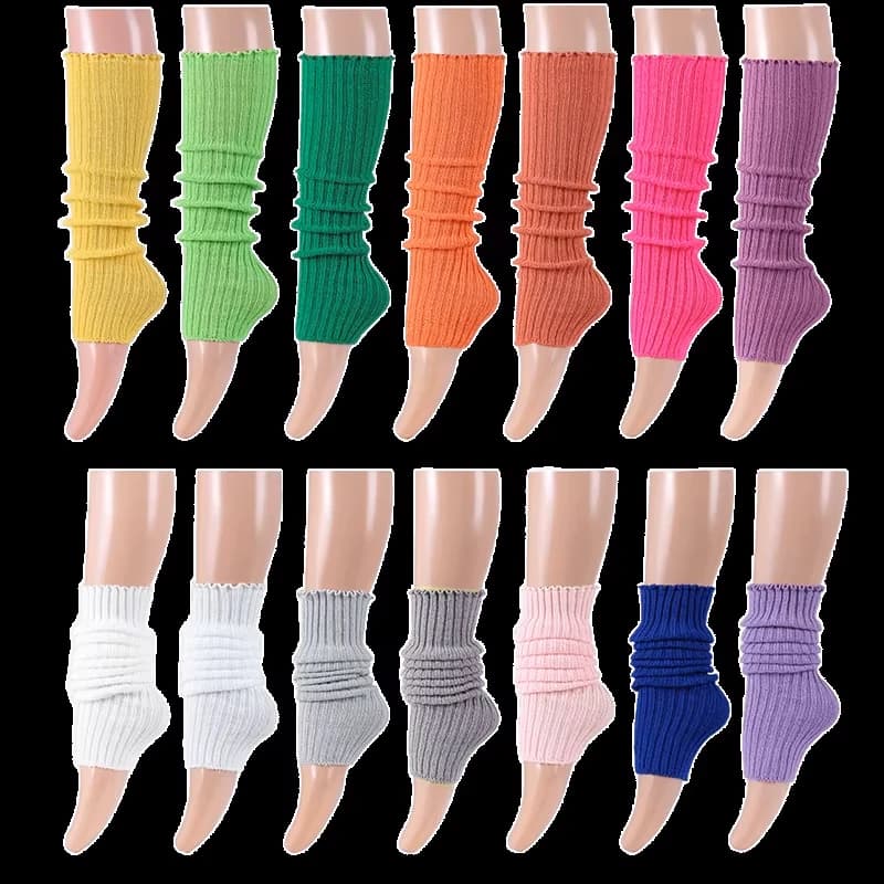 Scaldamuscoli lunghi 40/60/80cm per donna Y2K acrilico anni '80 anni '90 ragazze leggscaldamuscoli sportivi in maglia a coste Ballet Warm Legs Dance Warm Socks