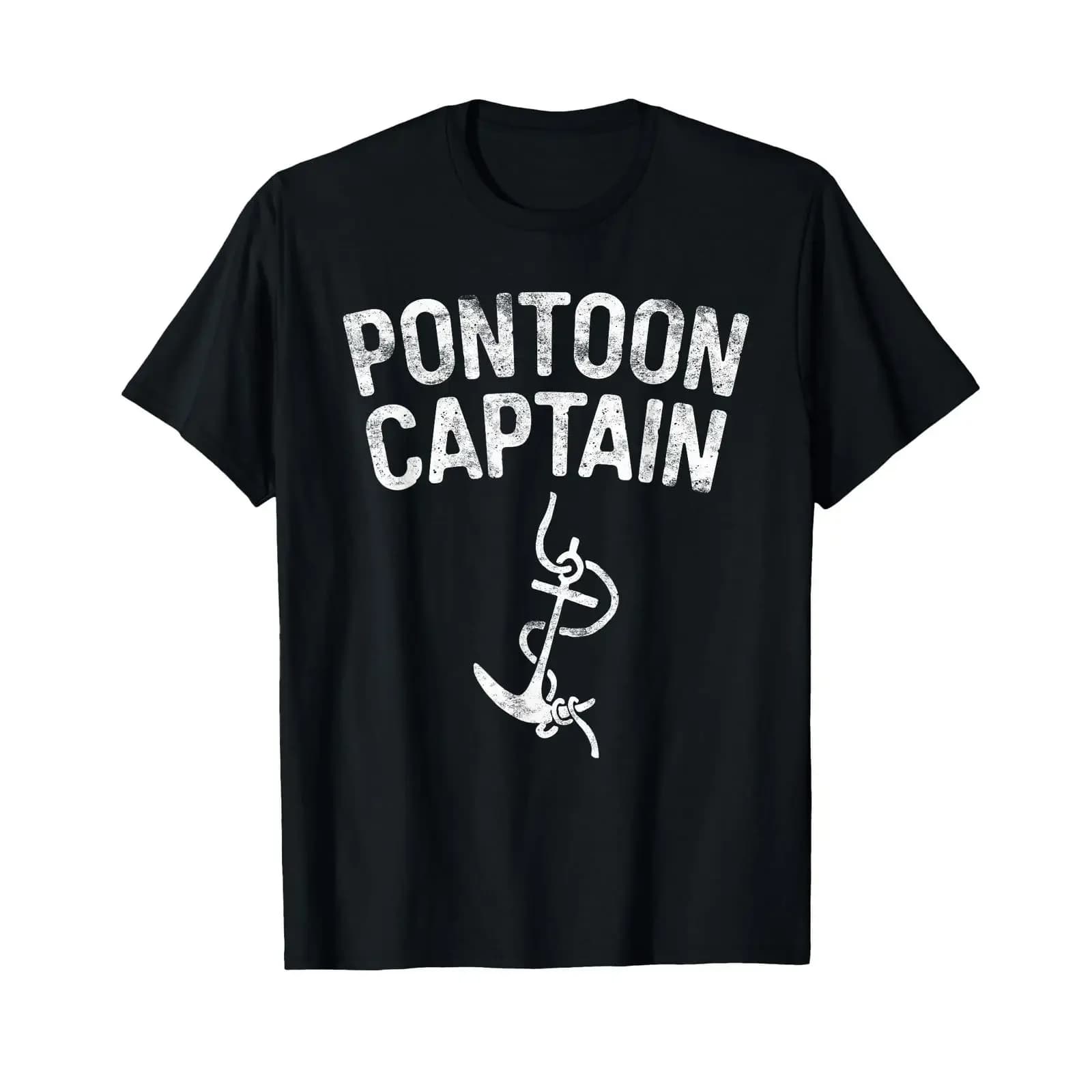 Pontoon Captain T Shirt Anchor Boat Skipper vintage Washed Soft Stylish fashion designer clothes Casual Top For Everyday Wear