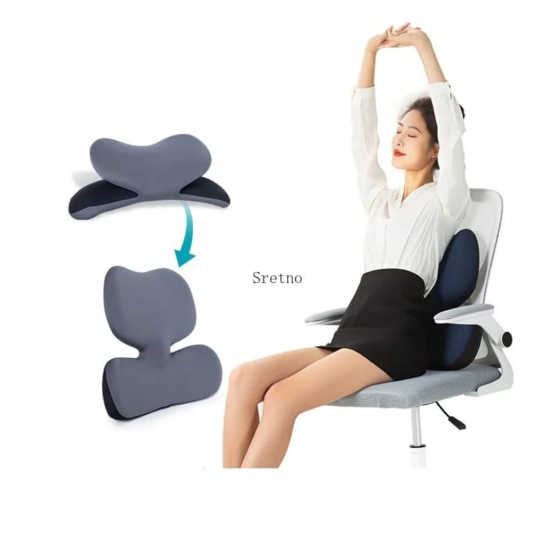 Protezione lombare per sedile da ufficio per donne incinte sedute per lunghi periodo di tempo, cuscino per pisolino con supporto lombare 2 in 1 in cotone memory