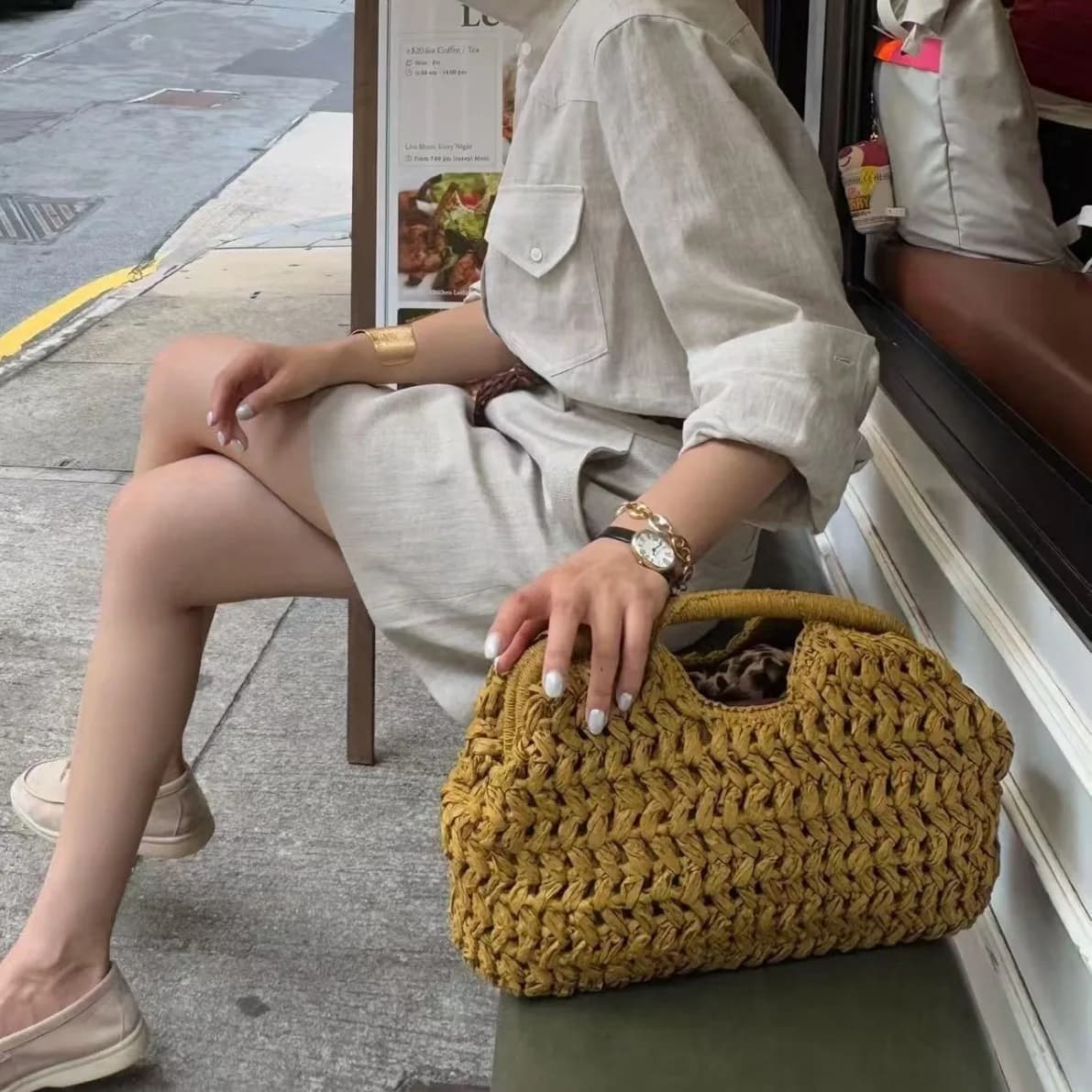 New Beach Half Moon Bag in Paglia 2026, Women's Luxury Buckle Bag in Braided Paglia, Casual Shoulder Bag in Paglia, Style Ins
