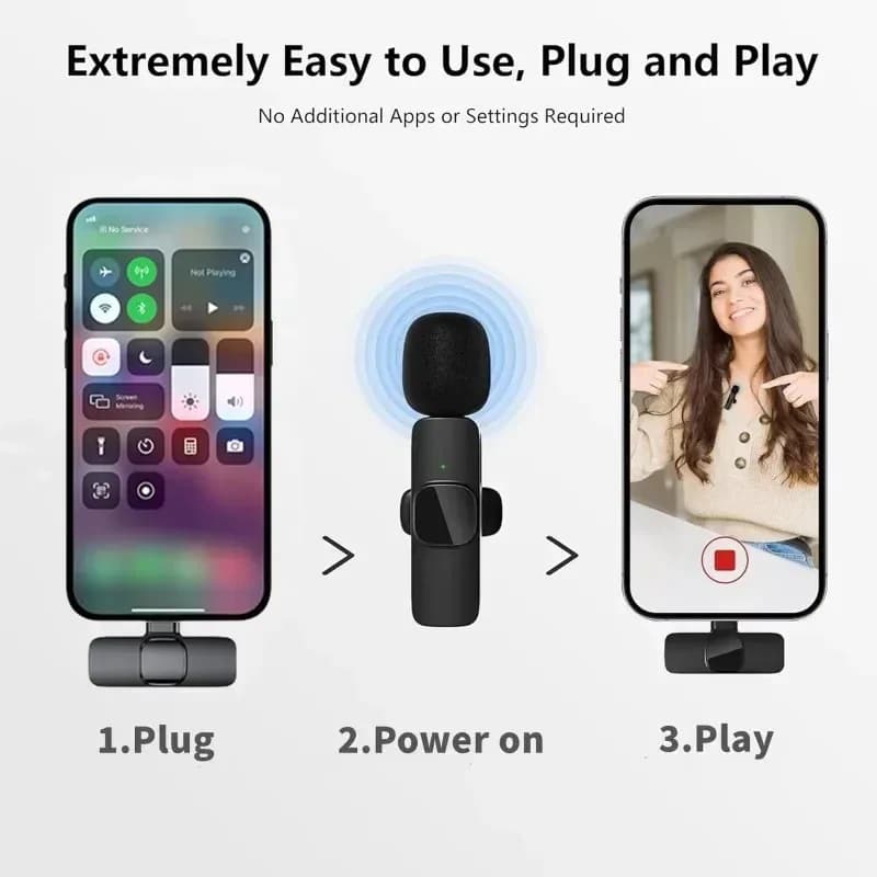 Mini Wireless Phone Microphone Wireless Lavalier for iPhone Video Recording Live Streaming YouTube Tik