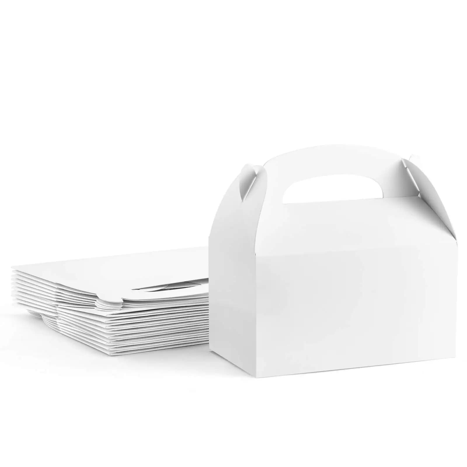 10 pz Scatole Gable grandi Scatole regalo bianche con manici Scatole da forno Scatole per snack Scatole per pranzo in carta Scatole da asporto Festa di nozze