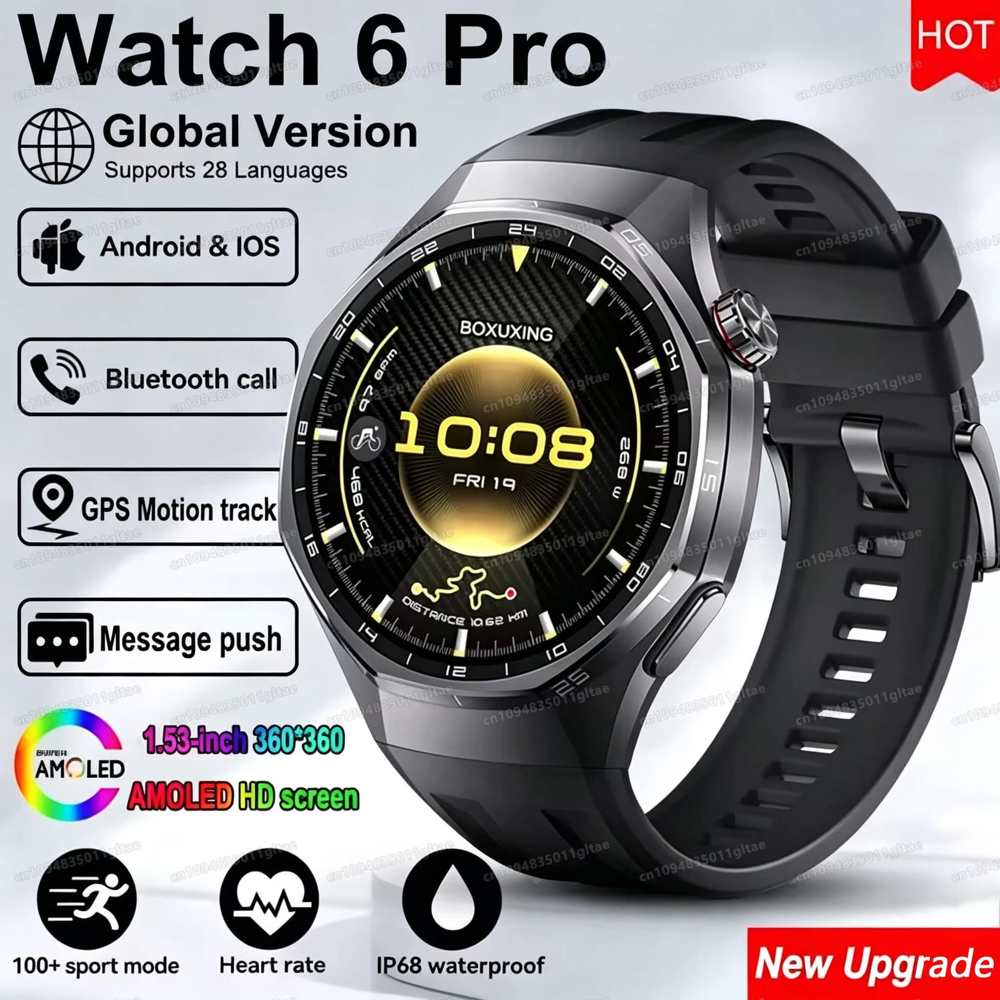 Smart Watch For Men Women ECG Heart Rate Blood Pressure SpO2 Monitor Sleep GPS FitnessTracker Sport Waterproof Smartwatch HT22