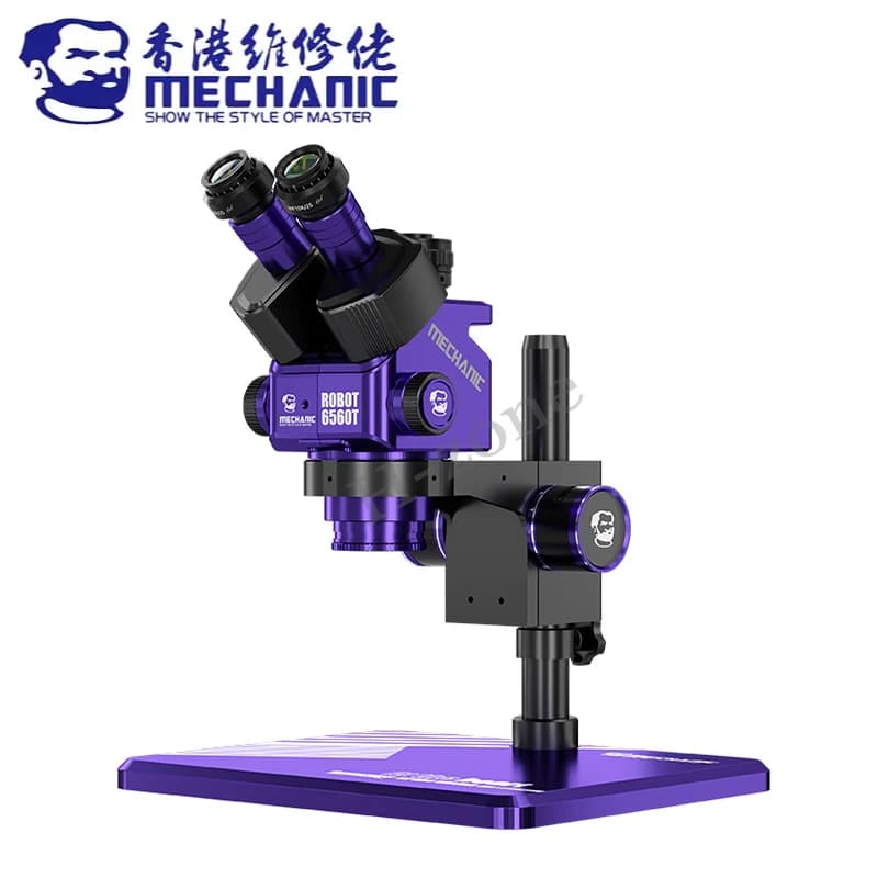 Microscopio trinoculare stereo con ingrandimento meccanico 6560T-B11 6.5-60X con oculare regolabile per la riparazione di saldatura della scheda madre