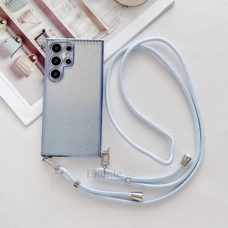 Double Buckle Strap Case For Xiaomi Redmi Note 14 Pro Plus 15C 15 Mi 15T 14T POCO X8 X7 X6 Crossbody Lanyard Clear Glitter Cover