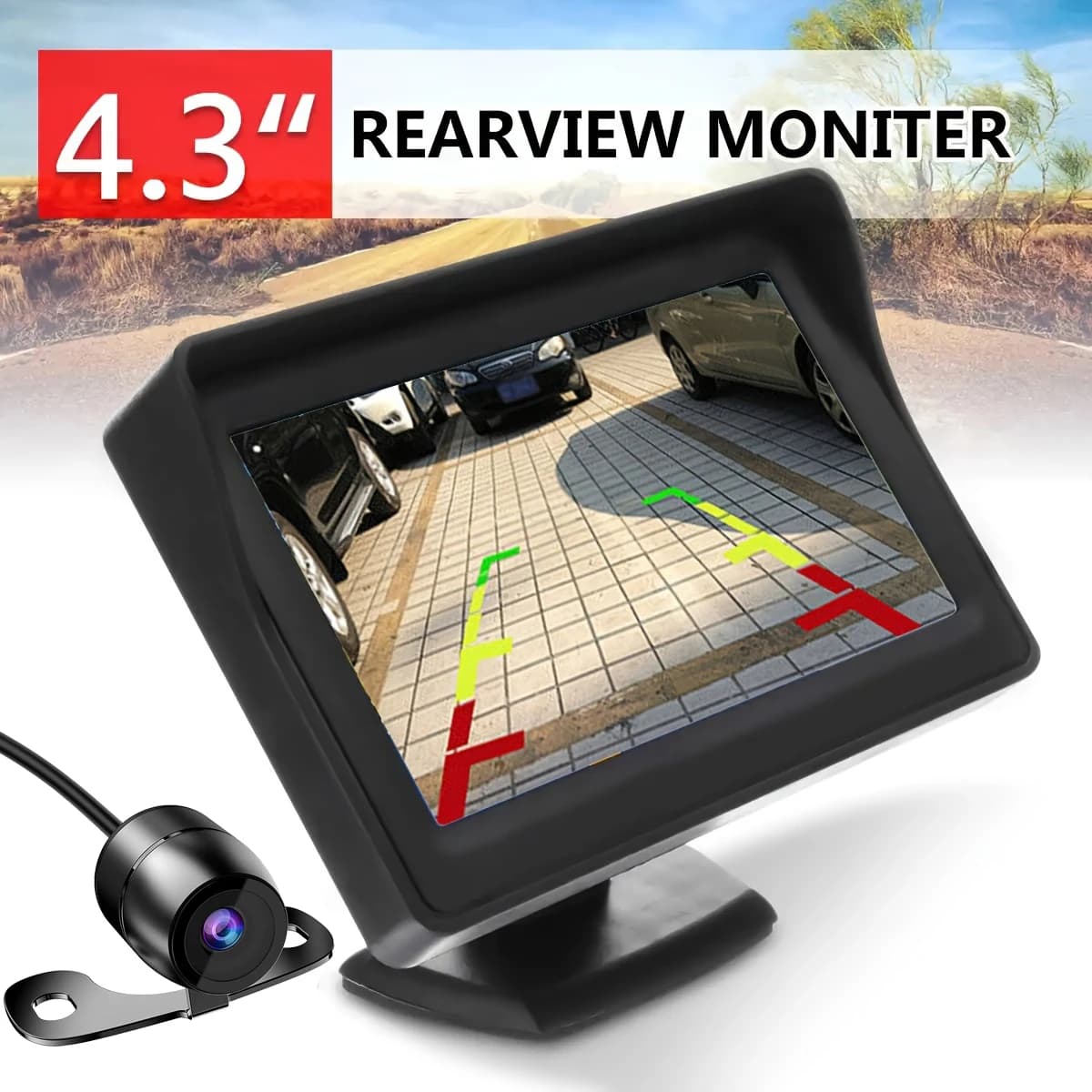 Display di sicurezza per telecamera retromarcia per monitor HD per auto TFT LCD da 4,3 pollici per registratore di azionamento per telecamera di parcheggio retromarcia