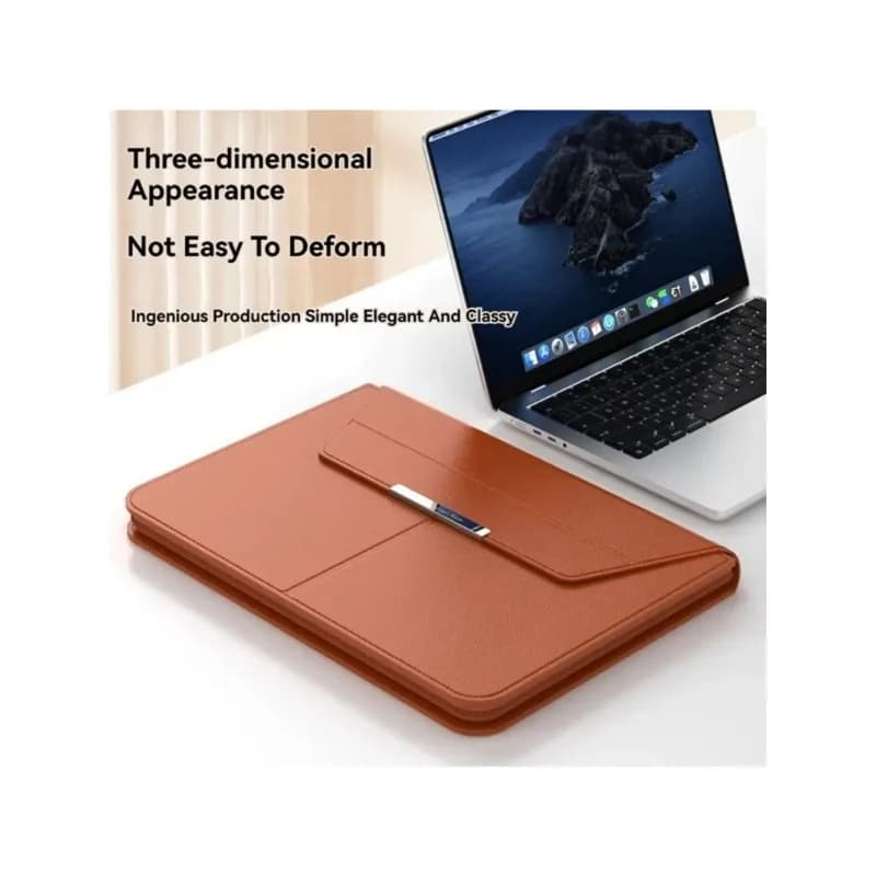 Custodia per Laptop 13-14/15-16 Pollici con Chiusura Automatica, Borsa Multifunzione con Supporto in Pelle per Macbook Air