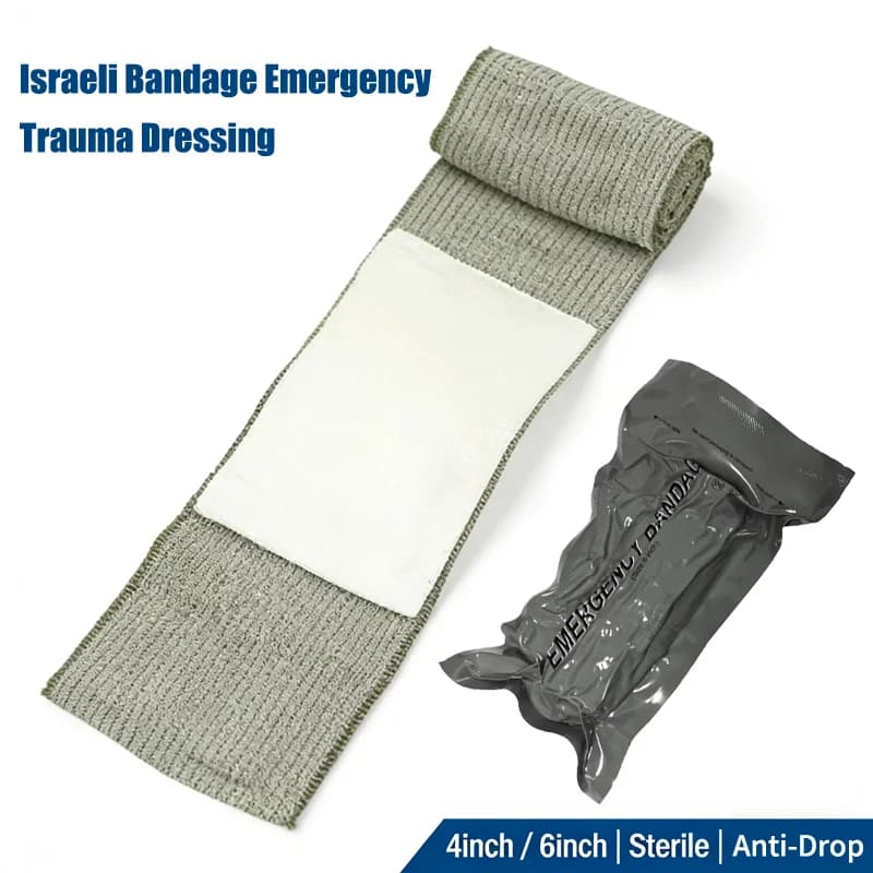 Benda Israeliana Elastica 4/6 Pollici, Sterile, per Emergenze, Essenziale per Primo Soccorso, Medicazione a Pressione per Casa e Sopravvivenza all'Aperto