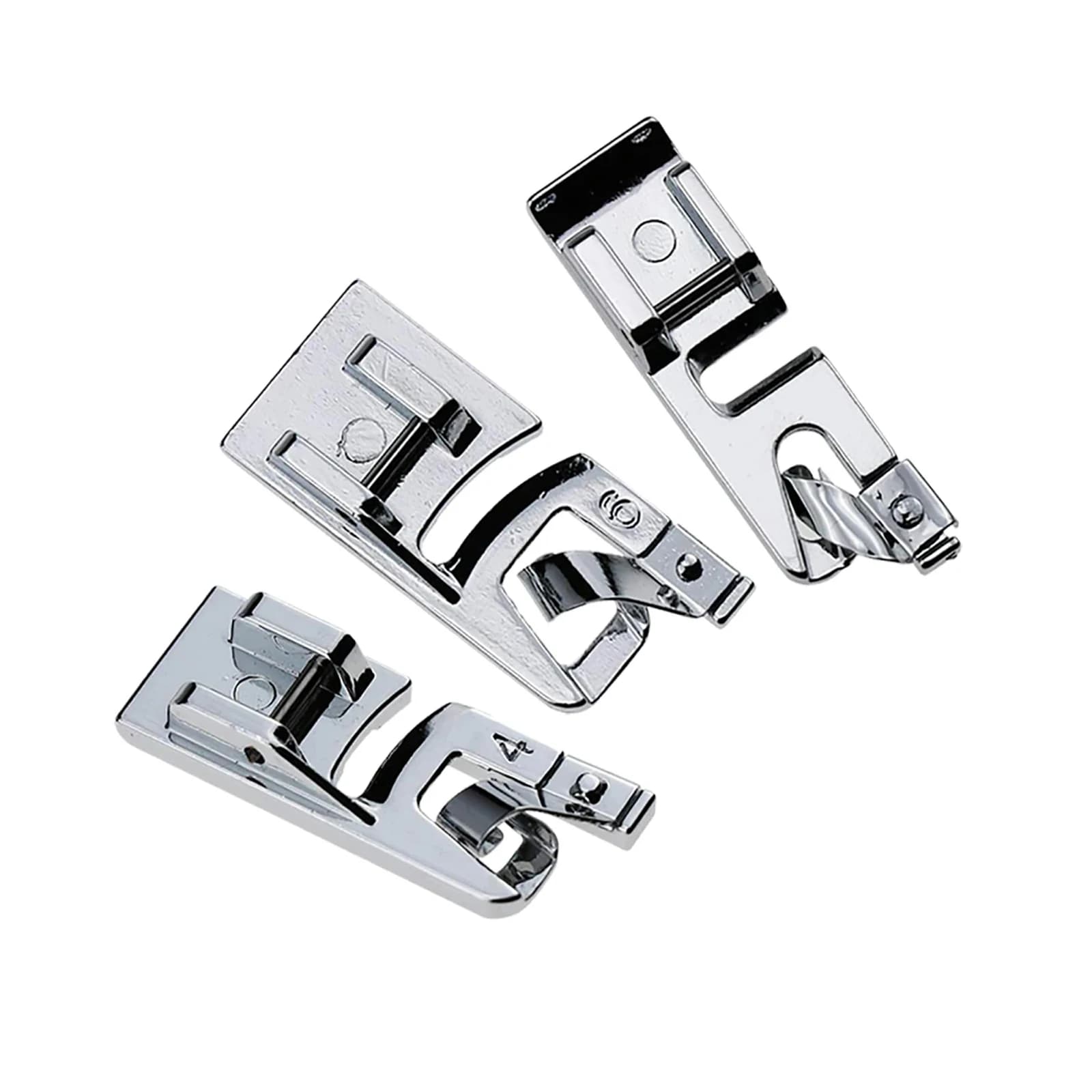 Set di 3 piedini pressori per orlo arrotolato stretto da 3mm, 4mm, 6mm per macchine da cucire Singer, Brother, Janome a gambo basso con attacco rapido, accessori per macchine da cucire