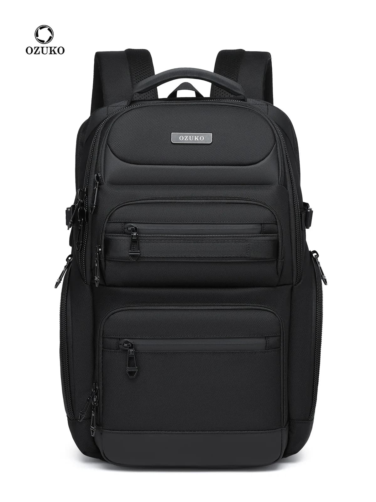 OZUKO Men's Backpack Black Grey Laptop Backpack 15.6 Inch Large Capacity Backpack Men's Backpack Backpack School Backpack
