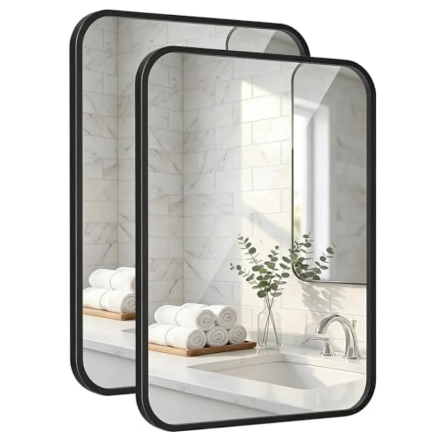 Specchio da bagno da 30 pollici opaco, da incasso, a parete, in metallo, per montaggio sopra lavabo, in vetro HD infrangibile, resistente alla ruggine, confezione da 30 pezzi
