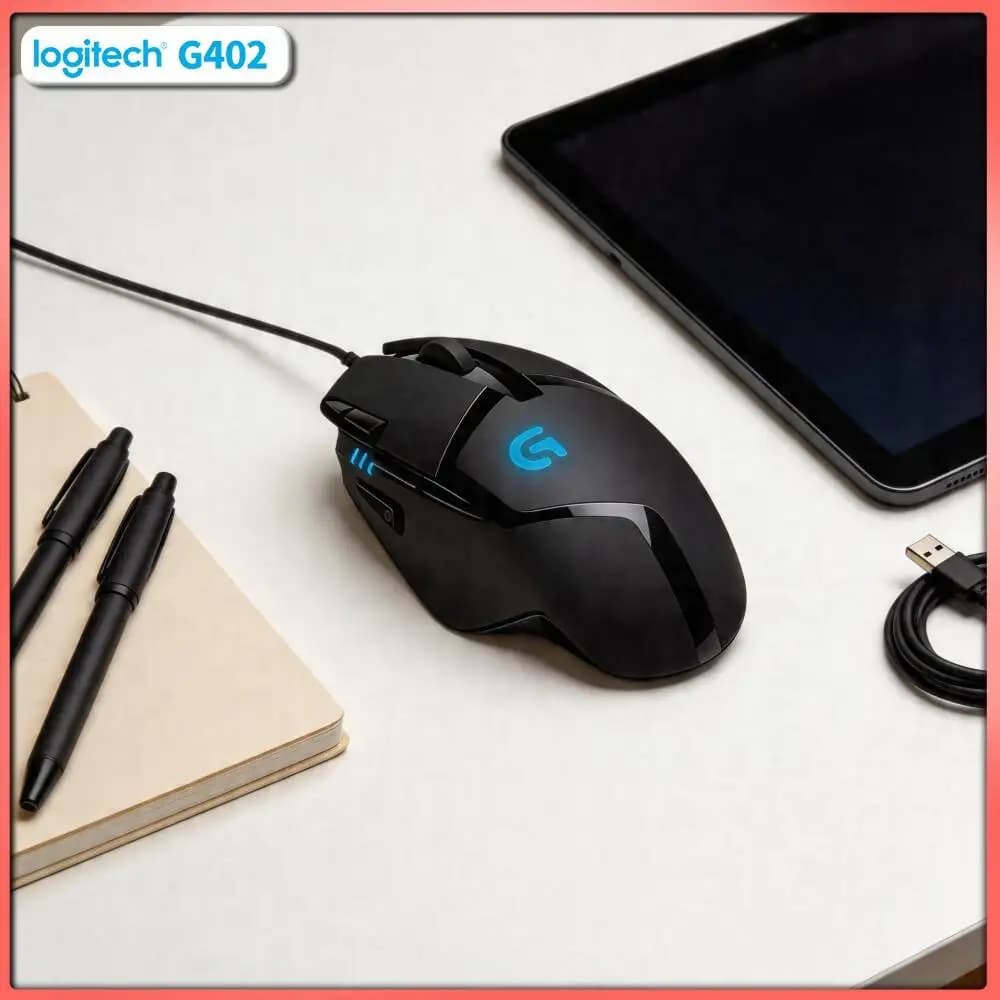 High-Speed Logitech G402 Mouse 4000 DPI On-the-Fly Switch 500 IPS Anti-Slip for Competitive Gaming Matches
