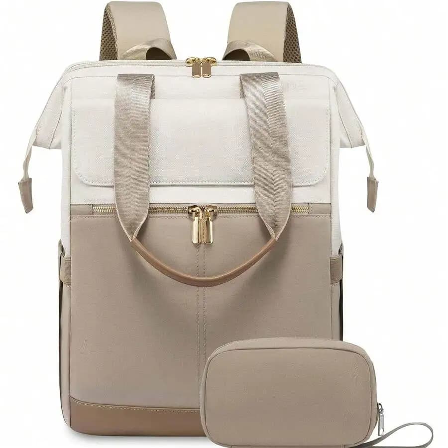 Simple women's travel laptop backpack with large capacity and contrasting colors
