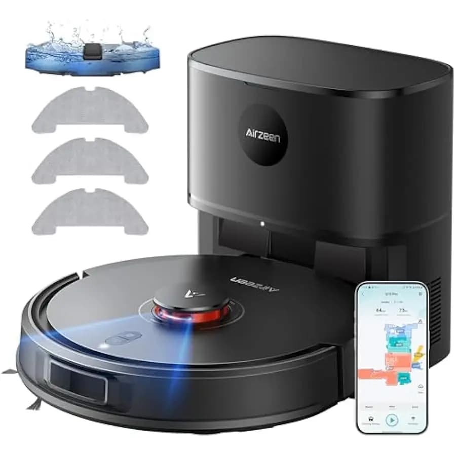 Robot Vacuum and Mop, 5000Pa Suction Self-Emptying Robot Vacuum Cleaner, Laser Navigator with Smart Mapping Robotic Vacuums, Sch