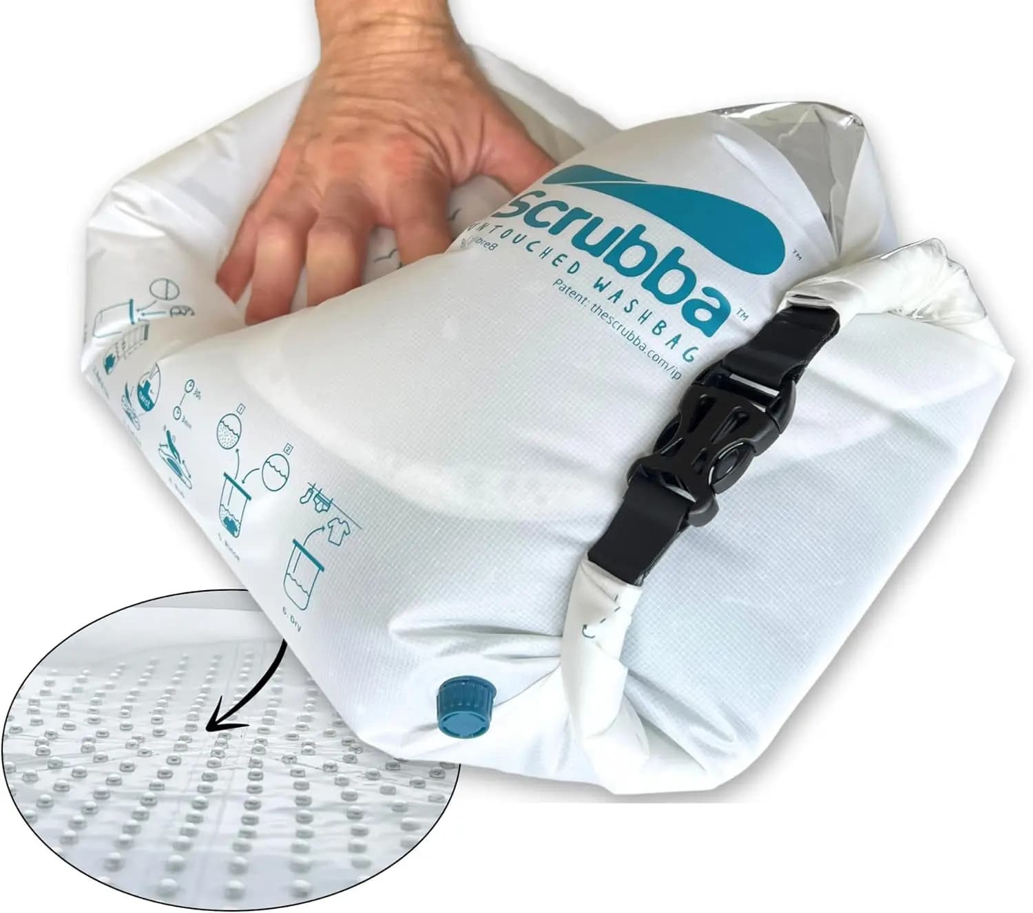 Washing bag - Hand washing machine for travel, camping, children's clothes - Compact laundry solution