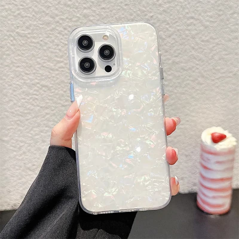Custodia per telefono con motivo a conchiglia in tinta unita di lusso per iPhone 16 15 14 Plus 13 12 11 Pro Max Cover posteriore protettiva antiurto in silicone