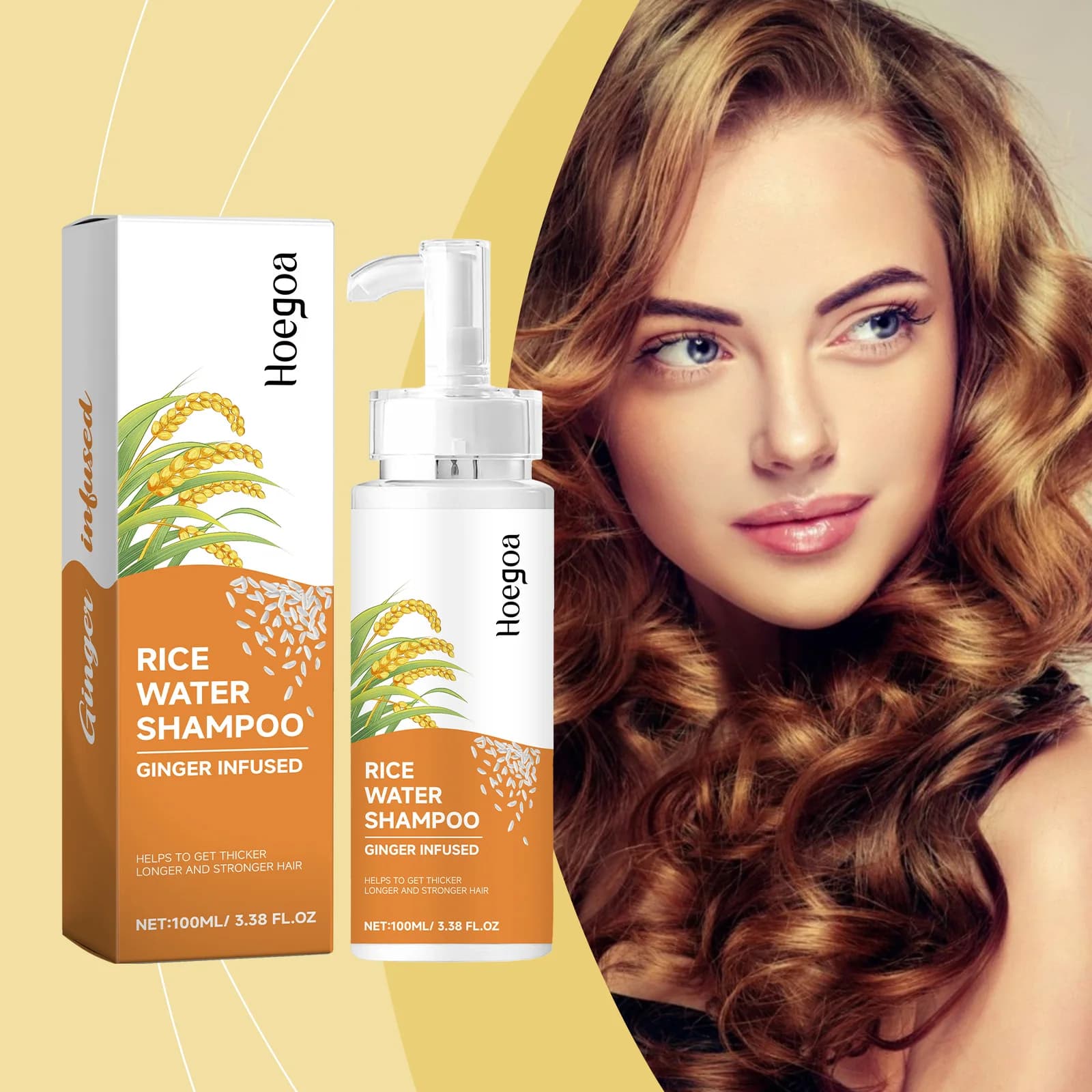 Hoegoa Rice Shampoo Essenza di riso Shampoo Ripara il cuoio capelluto, idrata, pulisce, nutre e levigare