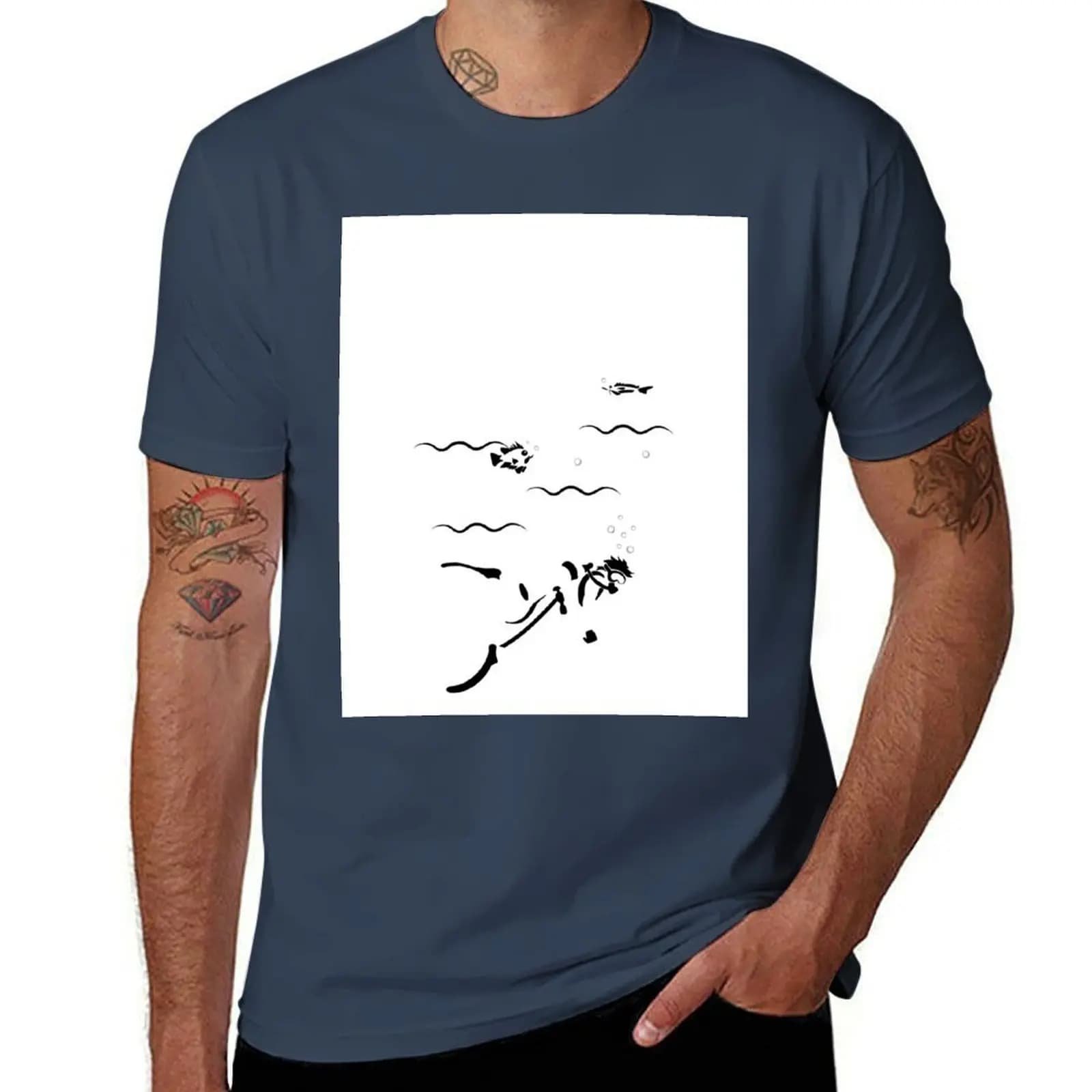 Scuba Diver Man Funny Diving Snorkeling Ocean Short Sleeved T-shirt for Men