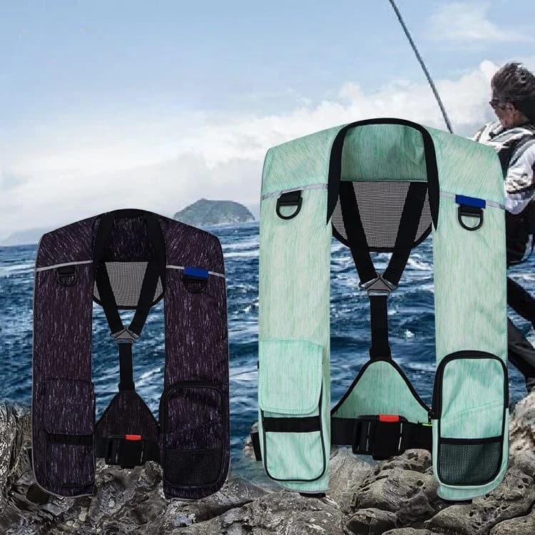 Giubbotto di salvataggio gonfiabile automatico 150N Giubbotto di salvataggio da pesca con esca Abbigliamento da pesca Giubbotto gonfiabile per adulti di grande galleggiamento