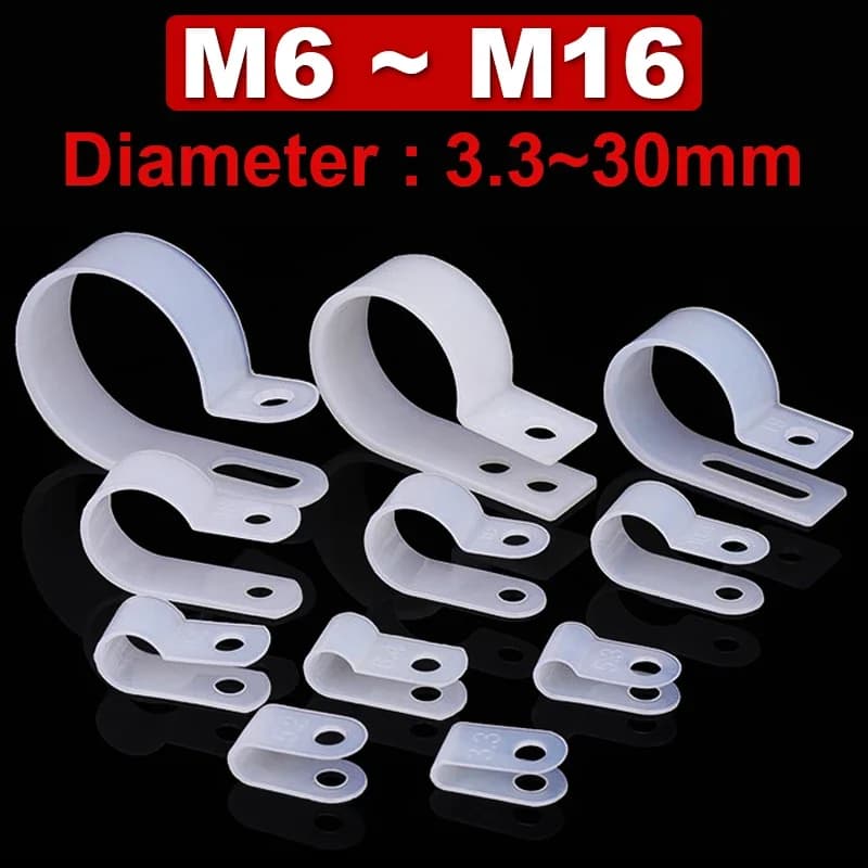 PA66 Clip di fissaggio per filo in nylon Clip per cavo di tipo R Scheda per filo di tipo U UC Fibbia per cavo Gestione cavi a parete Pulsante di fissaggio per instradamento di cablaggio