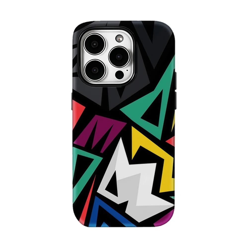 Colorful Geometric Phone Case for IPhone 17 16 15 14 13 Pro Max Plus for Magnetic Single Double-layer Tough Case