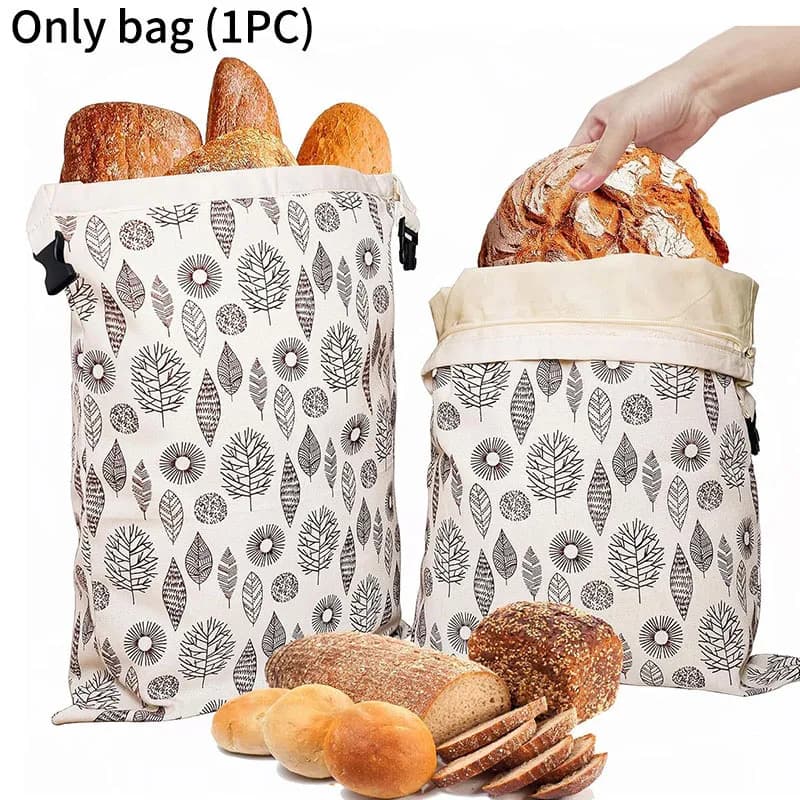 Sacchetto per Pane in Lino e Cotone con Cerniera a L, Doppio Strato con Fibbia, Riutilizzabile per Conservazione Alimenti, Ecologico per Panetteria e Sandwich