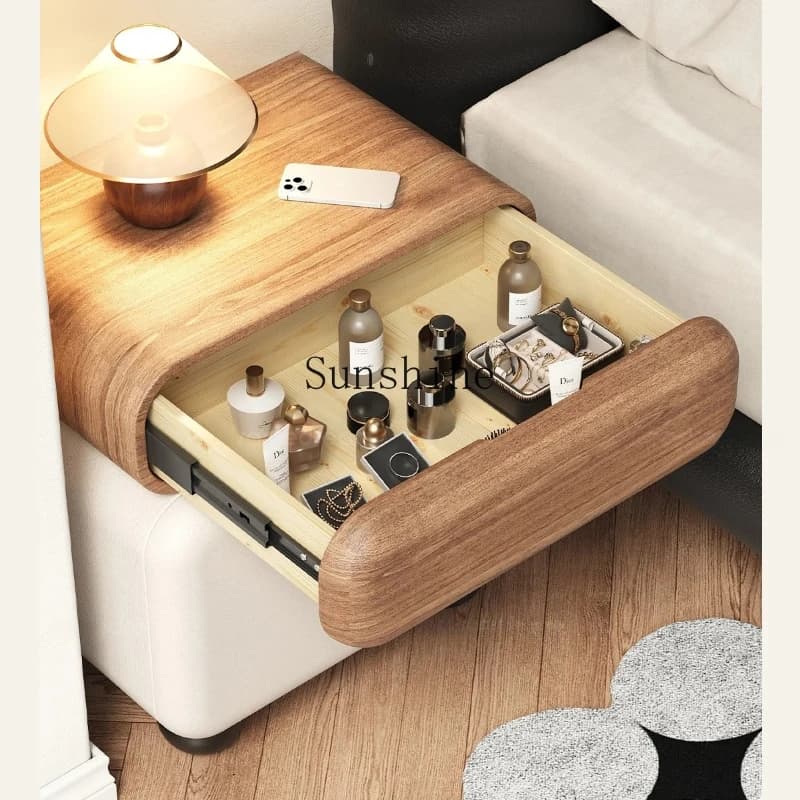 Comodino intelligente, cassaforte, integrato con serratura, camera da letto domestica in legno massello, vento crema