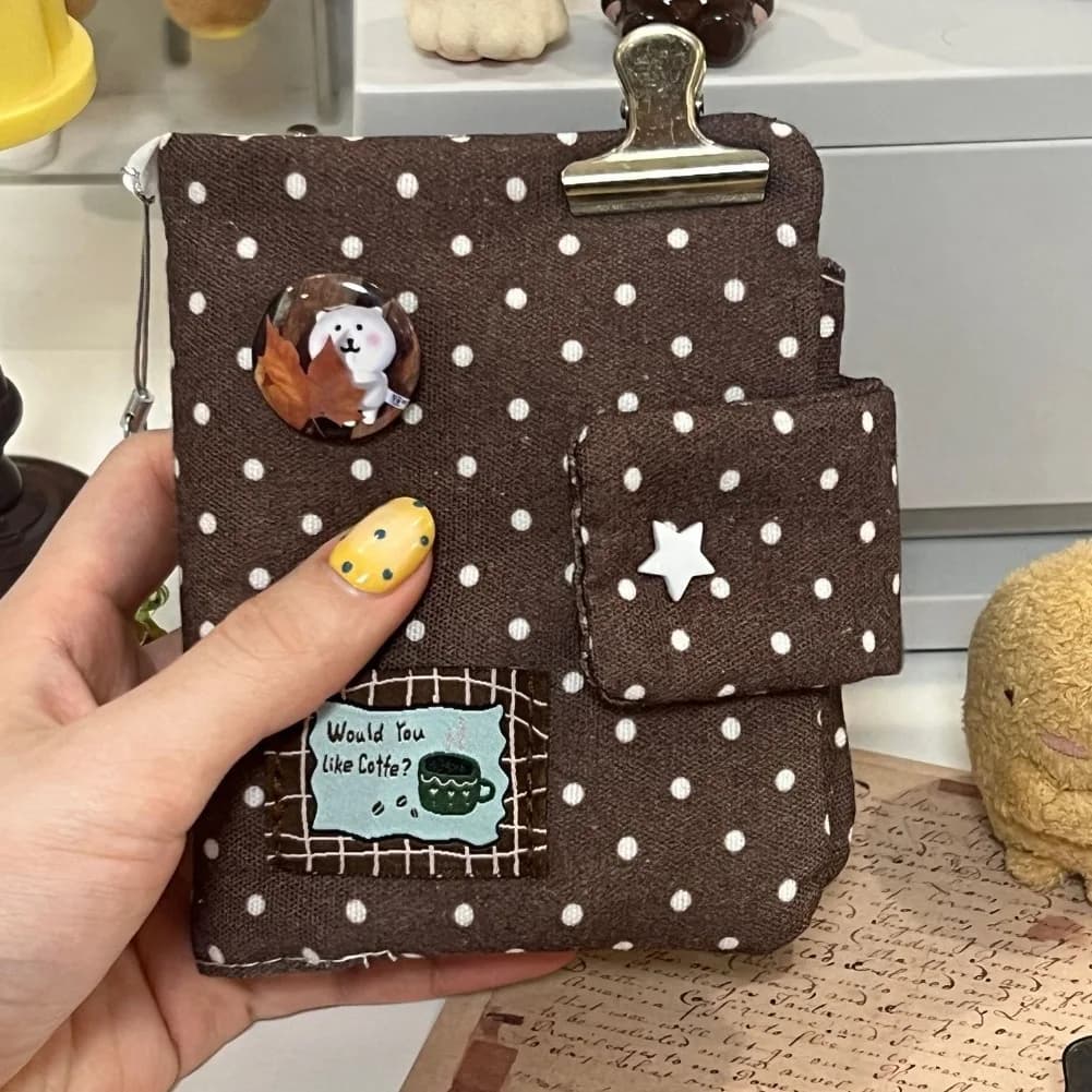 Korean Style M5 Loose Leaf Binder Notebook Polka Dot Detachable Planner Journal for Students School Supplies