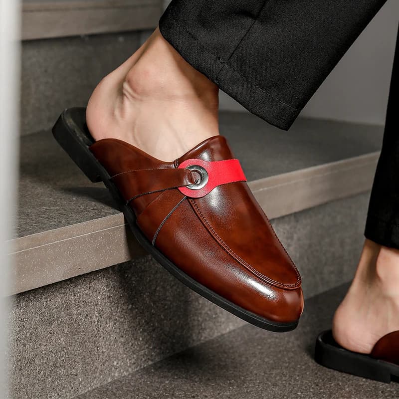Pantofole in pelle da uomo Slip on Scarpe eleganti casual Ciabatte Cleanfit di fascia alta pigre Mocassini estivi traspiranti per pendolarismo all'aperto