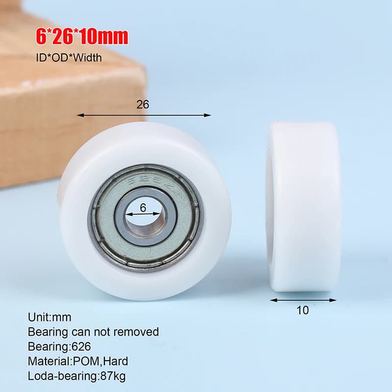 6*26*10mm Plastica Nylon Puleggia POM Cuscinetto A Sfere Puleggia Convertitore Scorrevole Ruota Cuscinetto Ruota