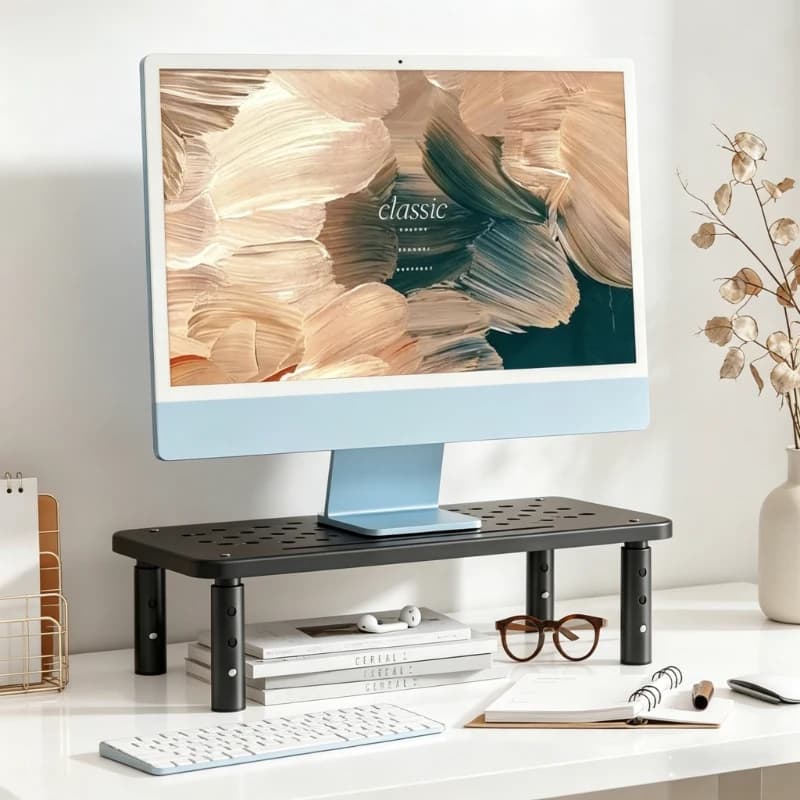 Supporto Regolabile per Computer, Porta Monitor Telescopico, Supporto Rialzato per Schermo PC, Riduce la Tensione del Collo, Accessori per Ufficio
