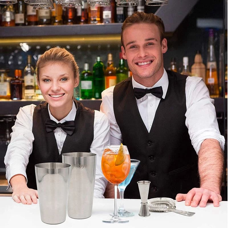 ABJT-Set shaker per cocktail: set professionale Boston Shaker, colino per cocktail e jigger. Supporto per barra premium in acciaio inossidabile da 4 pezzi