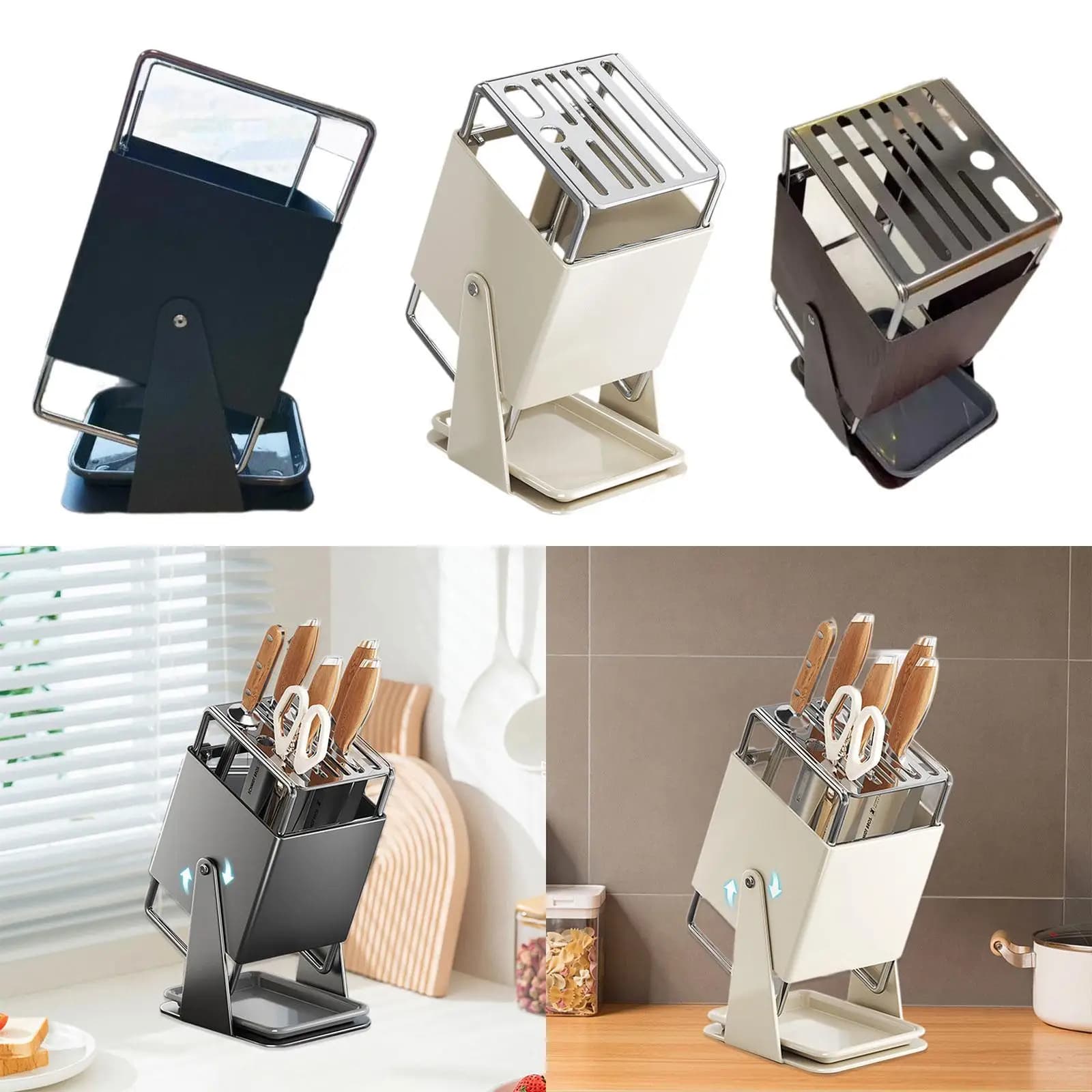 Knife lock for scissors Anti-slip slide Multi-functional knives Exhaust support Kitchen knife rack