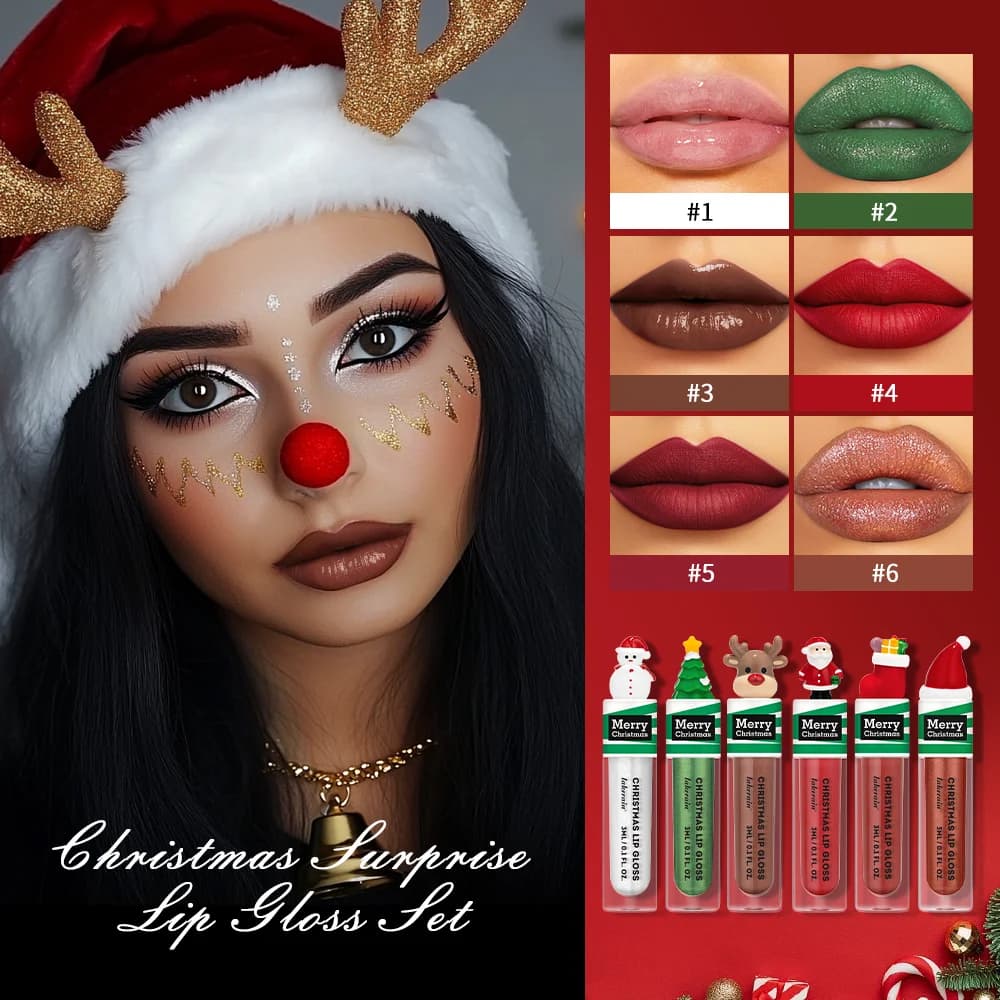 Set of lip oils with Christmas lip ink Long-Term Lipgloss Gelatina Lipstick Gloss for Women's Lip Pack Free Shipping Inks