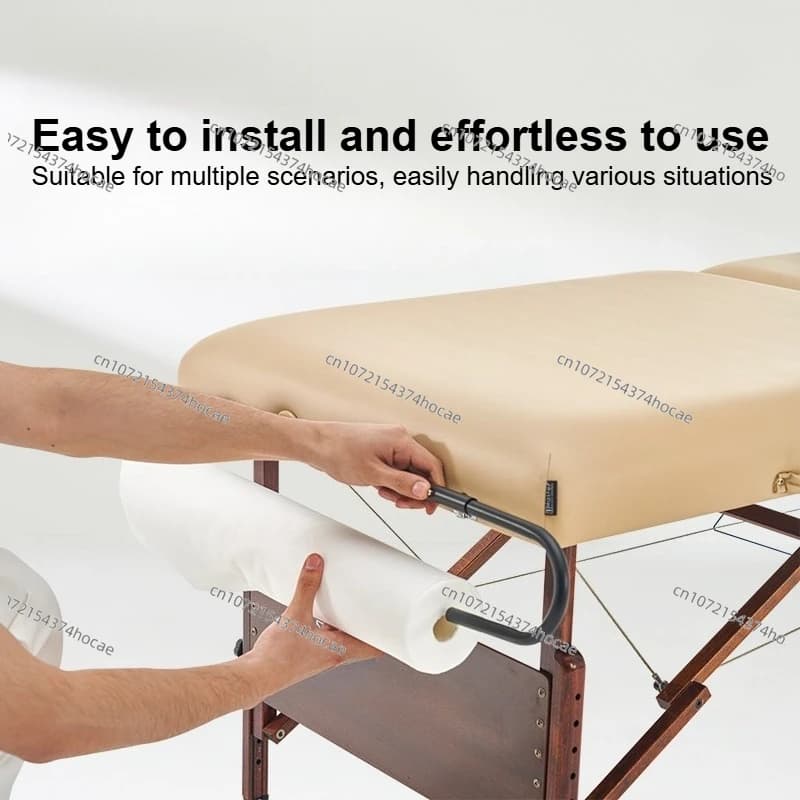 Massage cot suitable for disposable paper sheets, with adjustable paper roll support and sheets