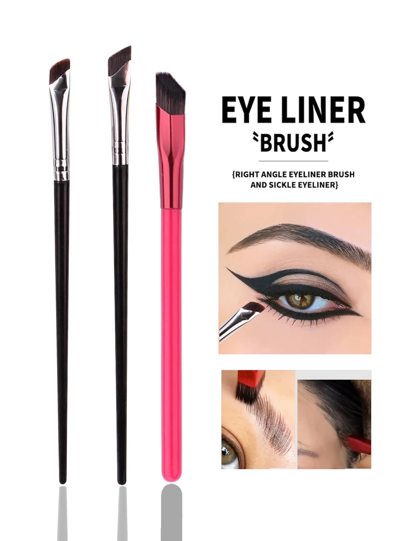 3 Pcs edge eyeliner brush testa obliqua pennello per sopracciglia contorno pennello per eyeliner pennello per ombretto ultrasottile strumenti per il trucco