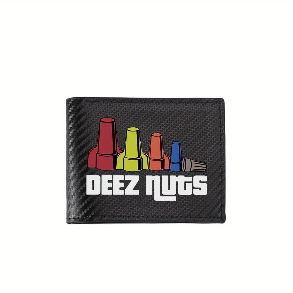 Connettori con la frase DEEZ NUTS. Portafogli da uomo Semplice Business Moderno Elegante Stampa Design Regali per Padre Fidanzato Ch