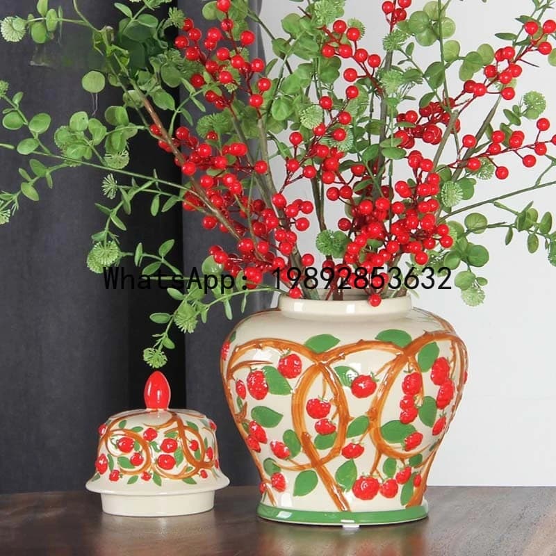 Ceramic General Jar Chinese-style Retro Ginger Jar Hand-painted Wind Chime Flowers Storage Tank Flower Vase Lily of The Valley