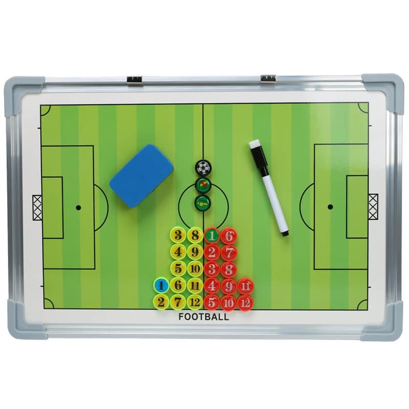 1 pc Football Tactical Plate lega di alluminio Magnetic Tactical Board magnete a doppia faccia con gomma per piastra per cintura con penna