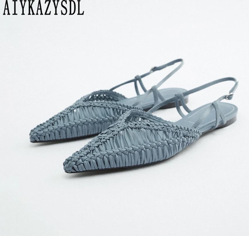 2025 Sandali gladiatore Sandali scavati con taglio causale Scarpe piatte in tessuto Donna Pantofole da spiaggia estive Oxford Ciabatte Ciabatte
