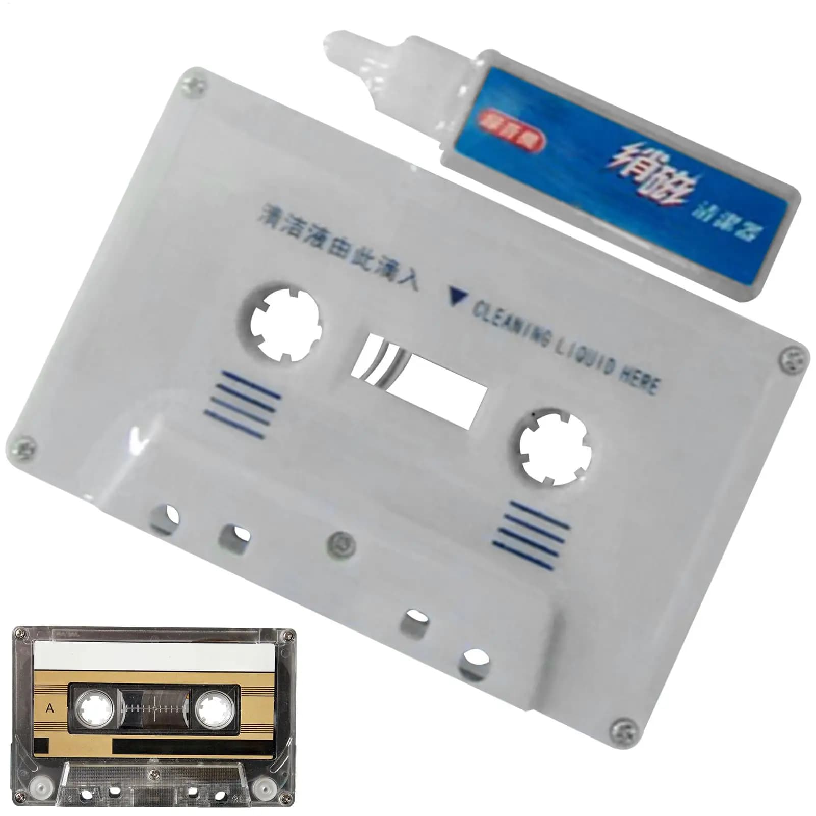 Detergente per testine per cassette Detergente per testine per cassette audio Smagnetizzatore Dispositivo per la rimozione della polvere Kit di cura compatto per registratore Boombox Home Deck