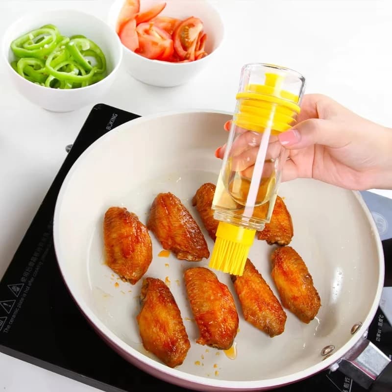 Silicone Barbecue Brush Oil Bottle Multi-functional Quantitative Accuse Oil Bottle Cooking BBQ Basting Brushes