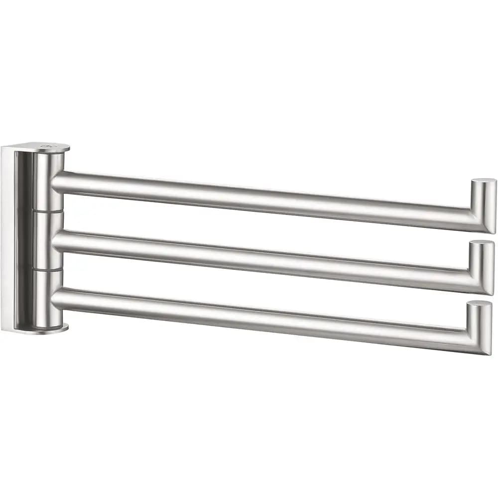 Wall-Mounted 304 Stainless Steel Swivel Towel Rack with Three Swing Arms